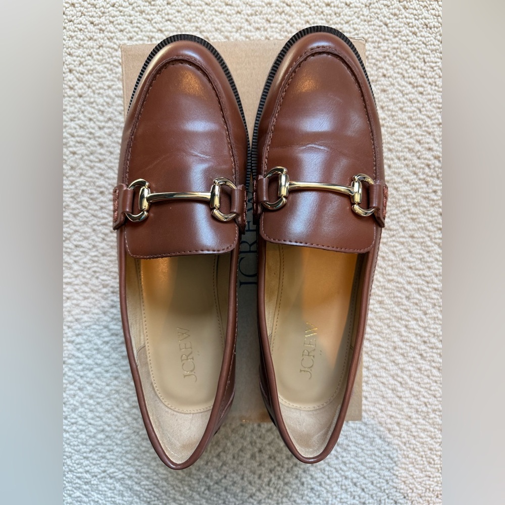 J. Crew Womens' Chestnut Brown Leather Horsebit Loafers